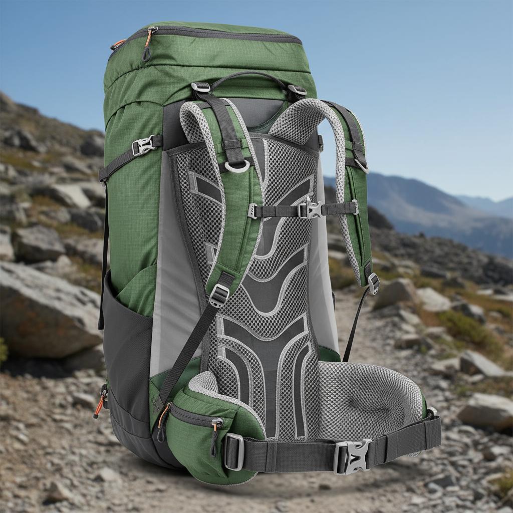 Ergonomic Backpack with Ventilated Back Panel