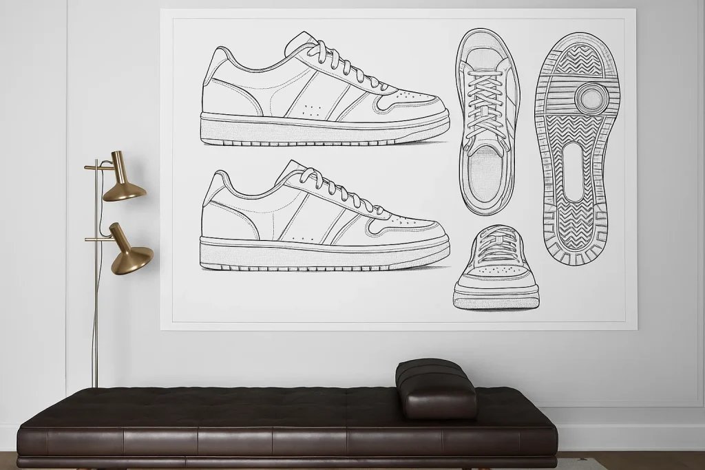 Sneaker Technical Drawings, Multiple Angles