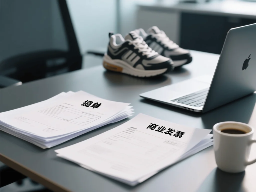 Essential customs clearance documents including a Bill of Lading and Commercial Invoice for importing shoes.